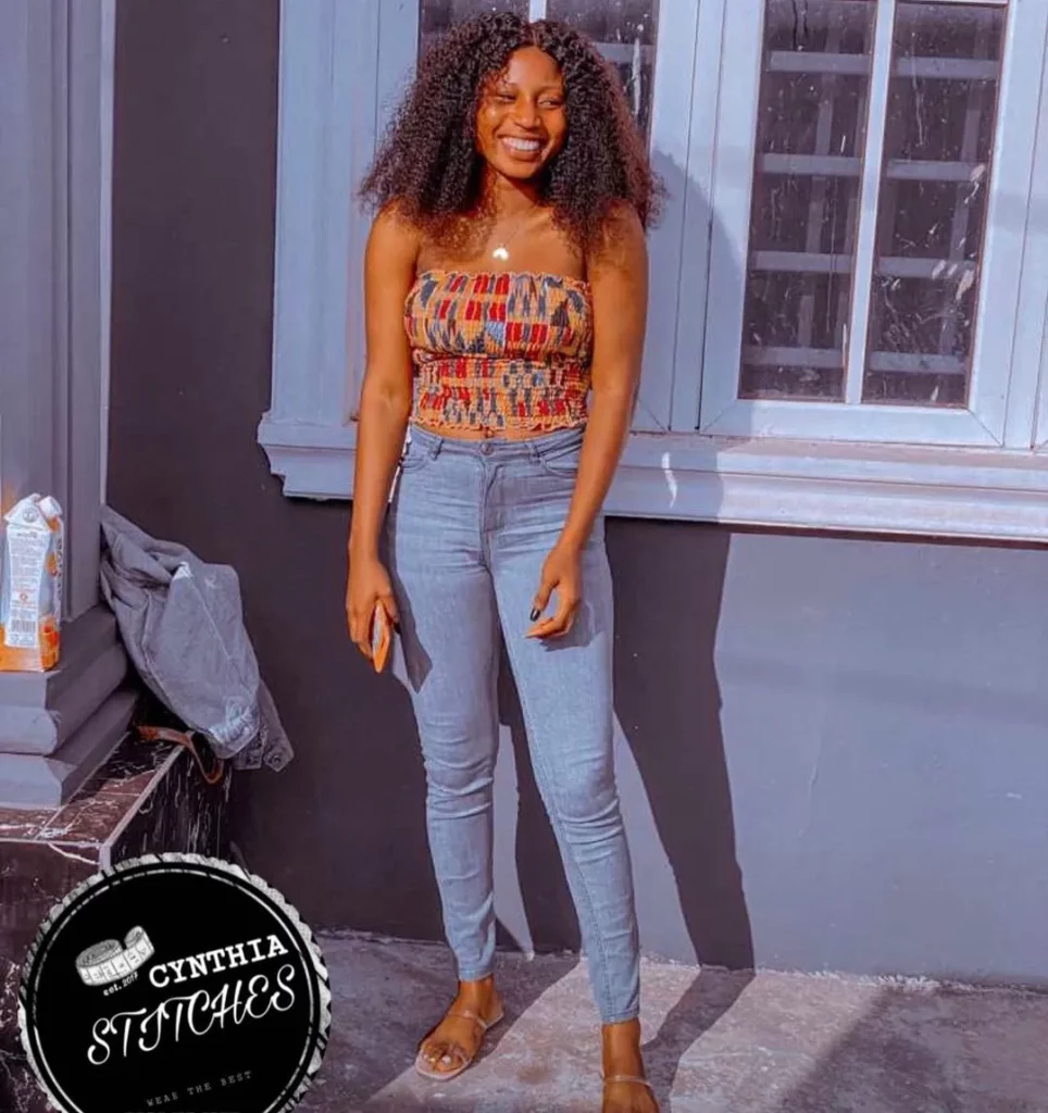 Strapless smocked Ankara Crop Top