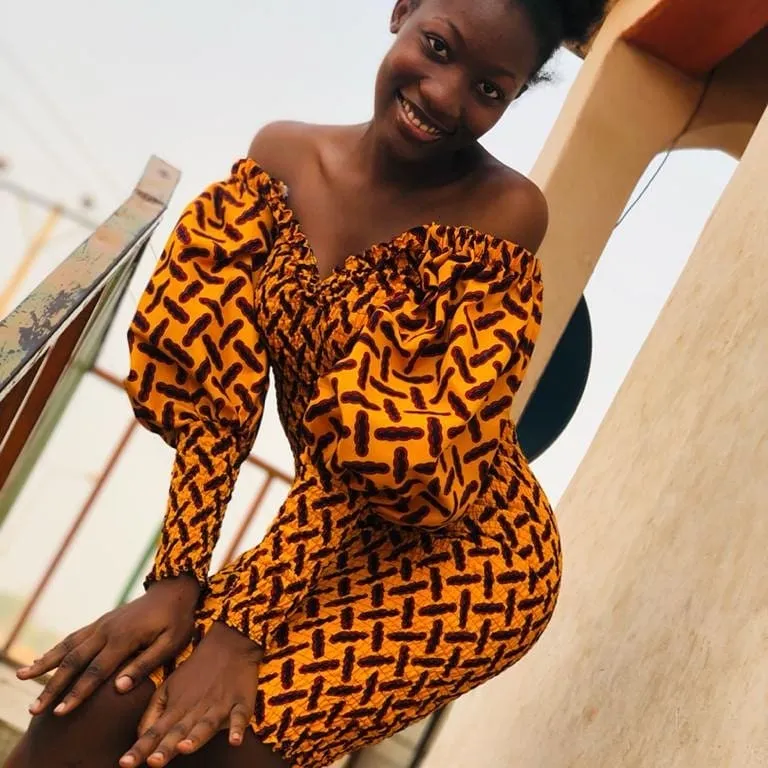 smocked elastic ankara dress