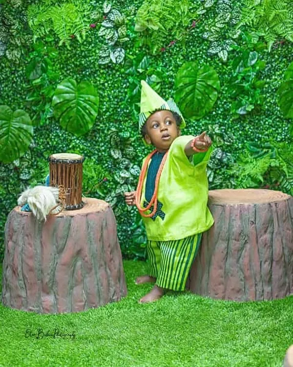 Green Agbada Styles For Children