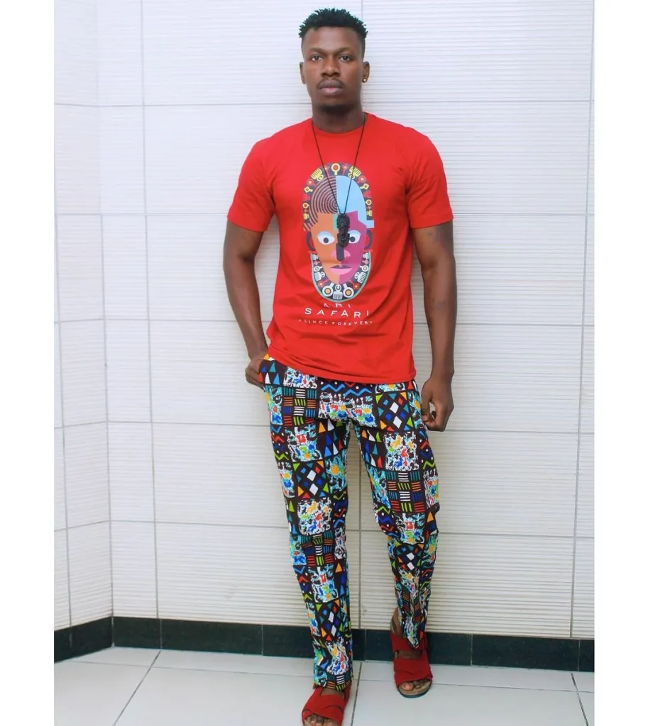 
Men In Ankara Pants With T-shirt