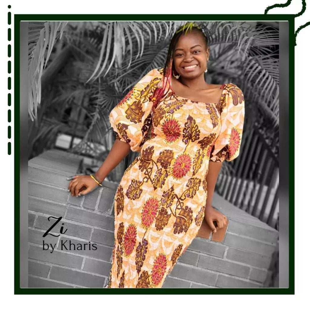 smocked elastic bodycon ankara dress