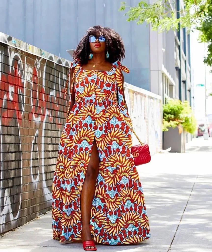 Ankara maxi dresses with slits