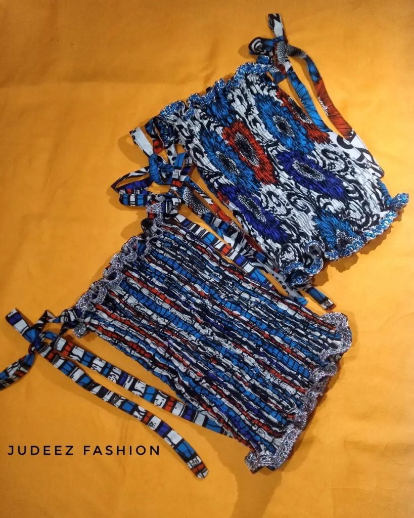 Smocked double layered ankara peplum Top, Ankara
