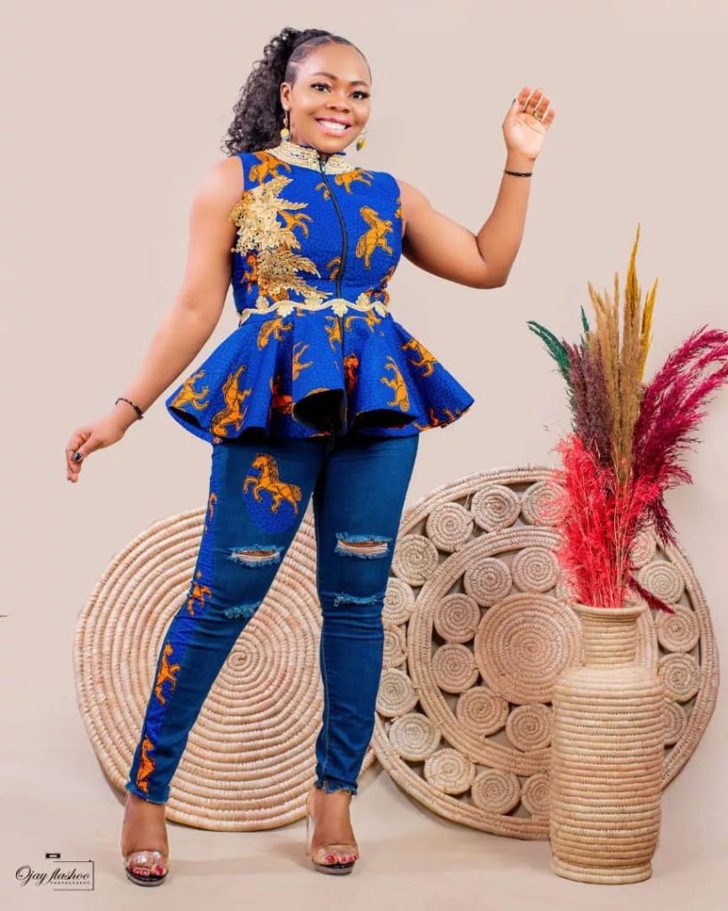 Latest Ankara Jean Combo Styles