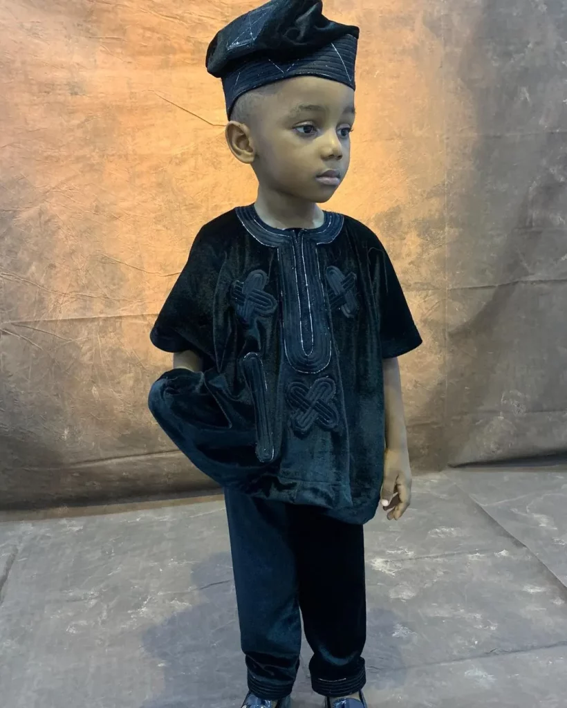 Velvet Agbada style for Baby boy