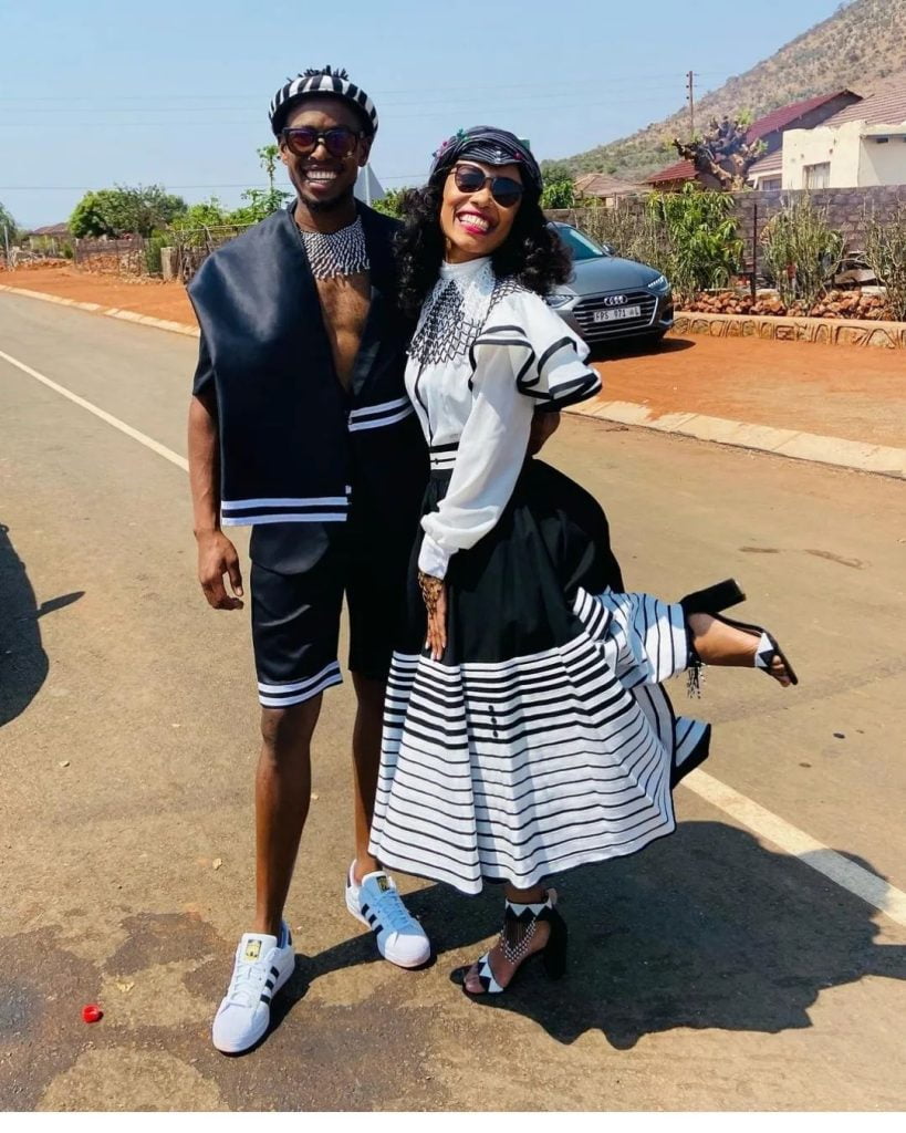 Lovely South African Couples in Matching Traditional Attire