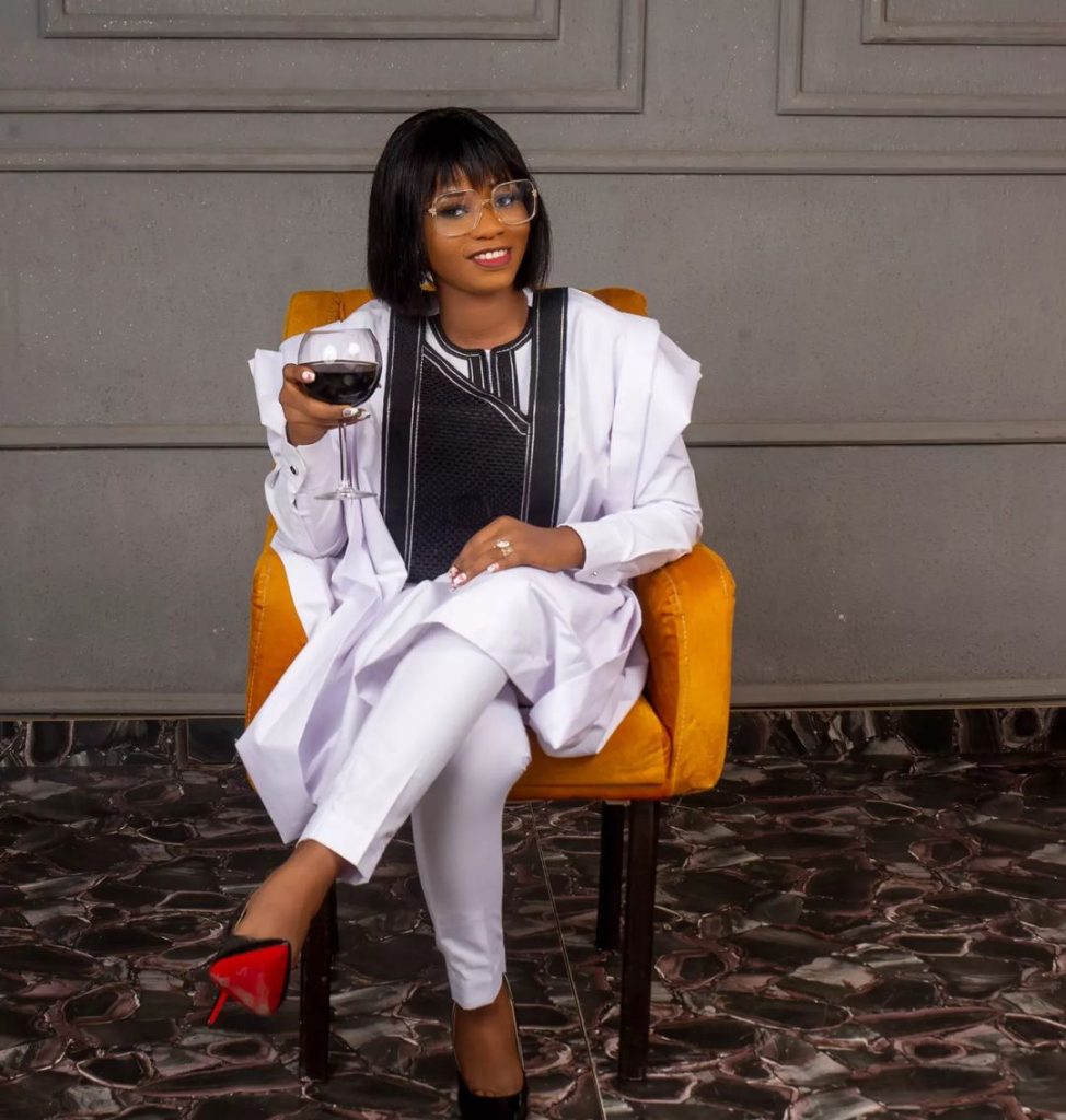 White and black agbada gown for women
