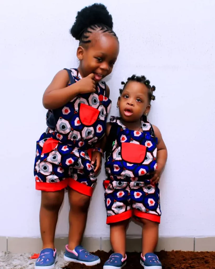 Dungaree Wide Pants with matching Ankara & Lace collared top