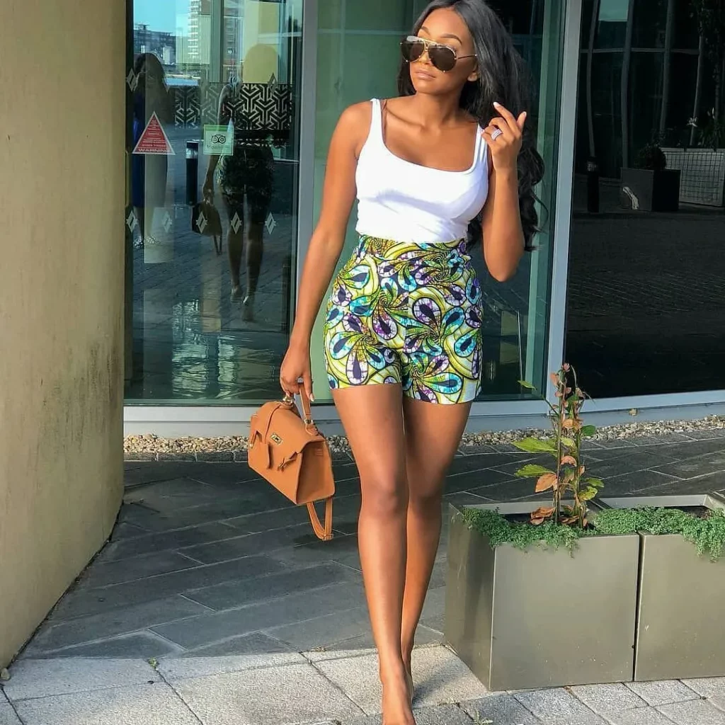 High waist Ankara shorts for Ladies