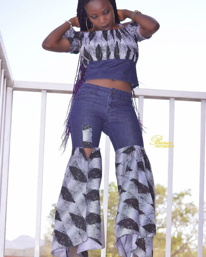 Latest Ankara tops on jeans