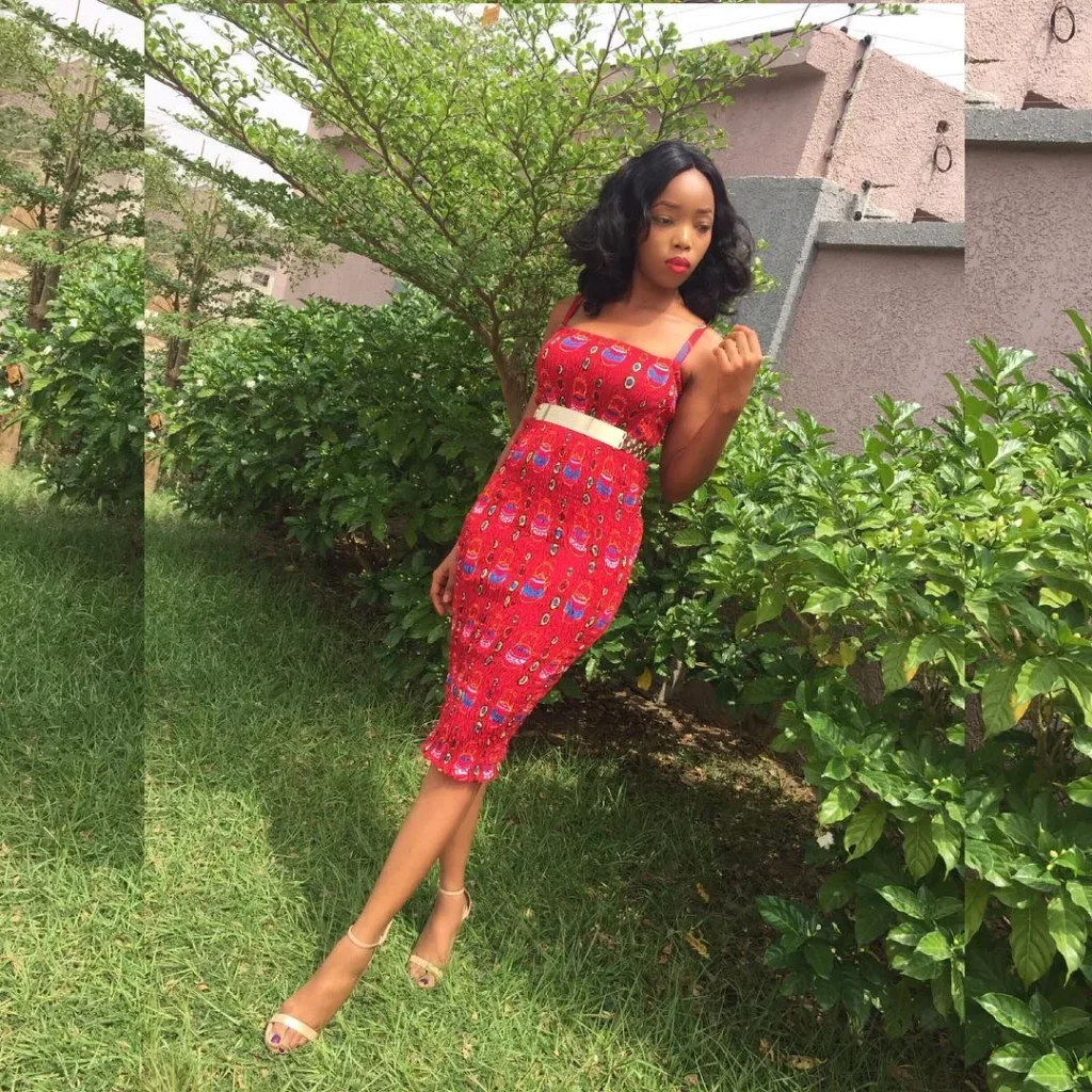 Spaghetti strap Ankara Print Smocked Dress
