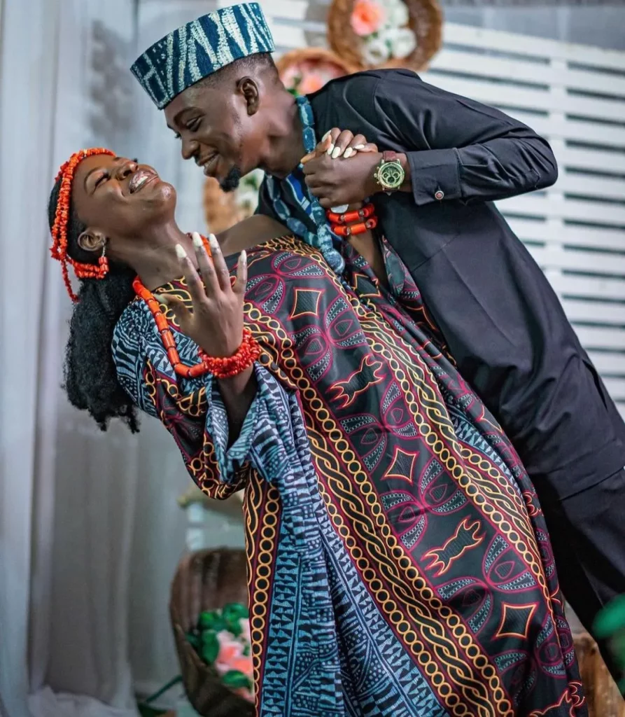 Couple In Toghu Print Dress and Waistcoat