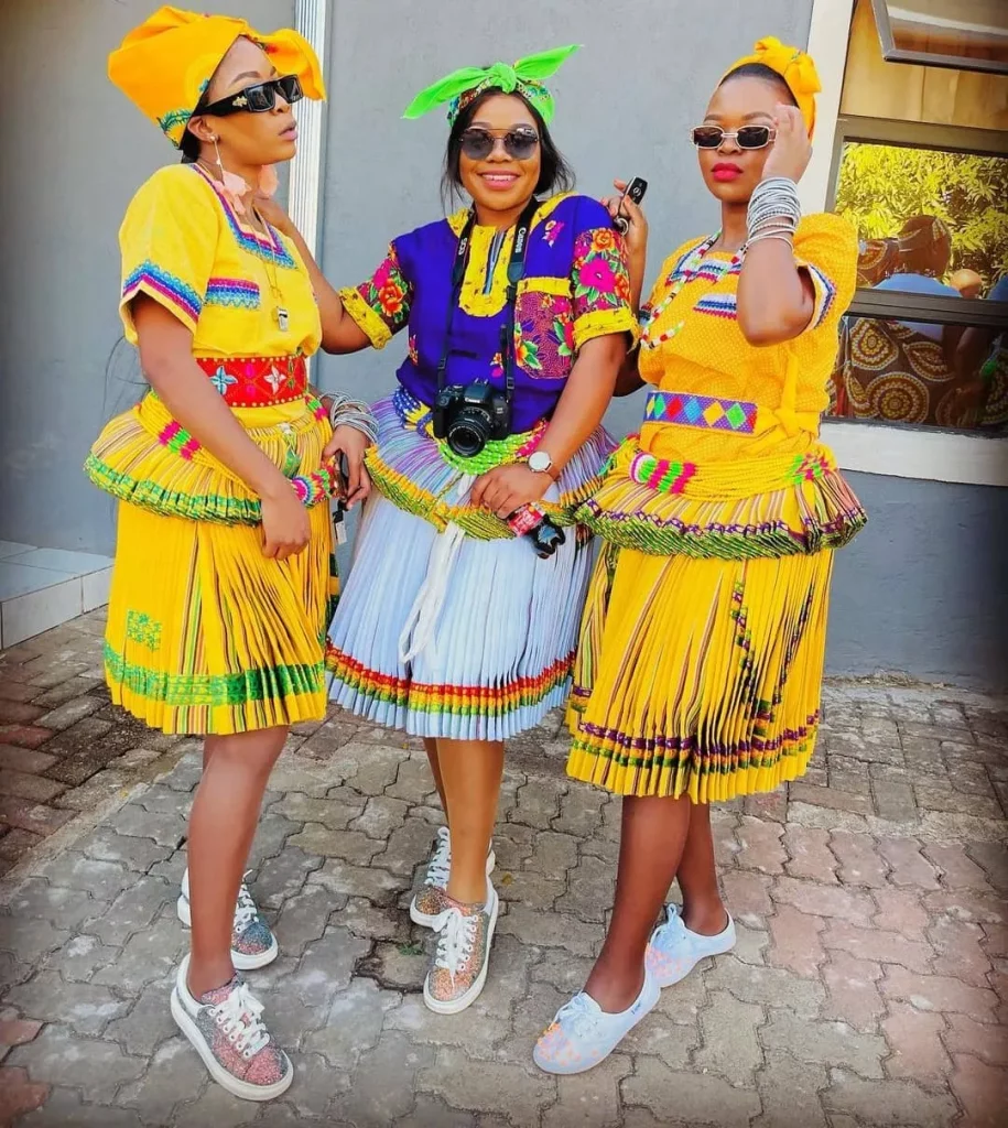 Bride and Her Maids In Tsonga Traditional Wedding Attire Tsonga people of South Africa