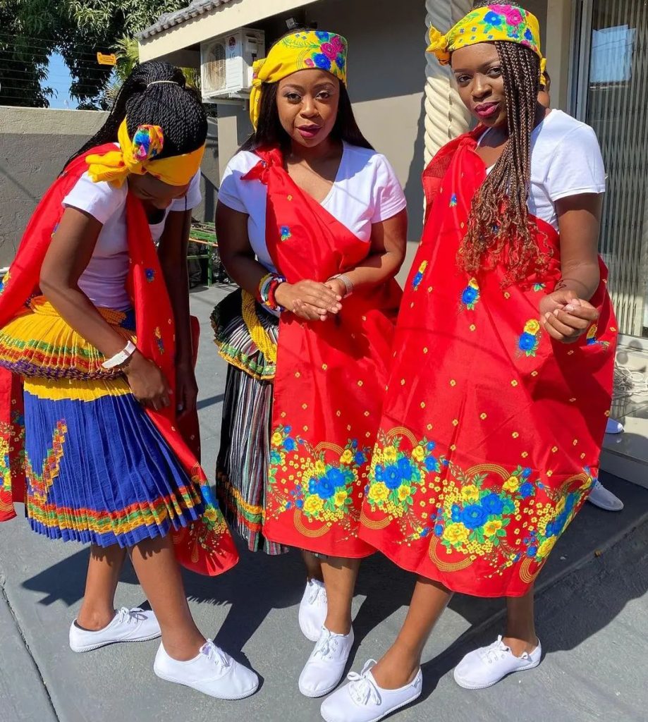Tsonga TRADITIONAL WEDDING DRESSES Red One Shoulder Tsonga Inspired Dress
