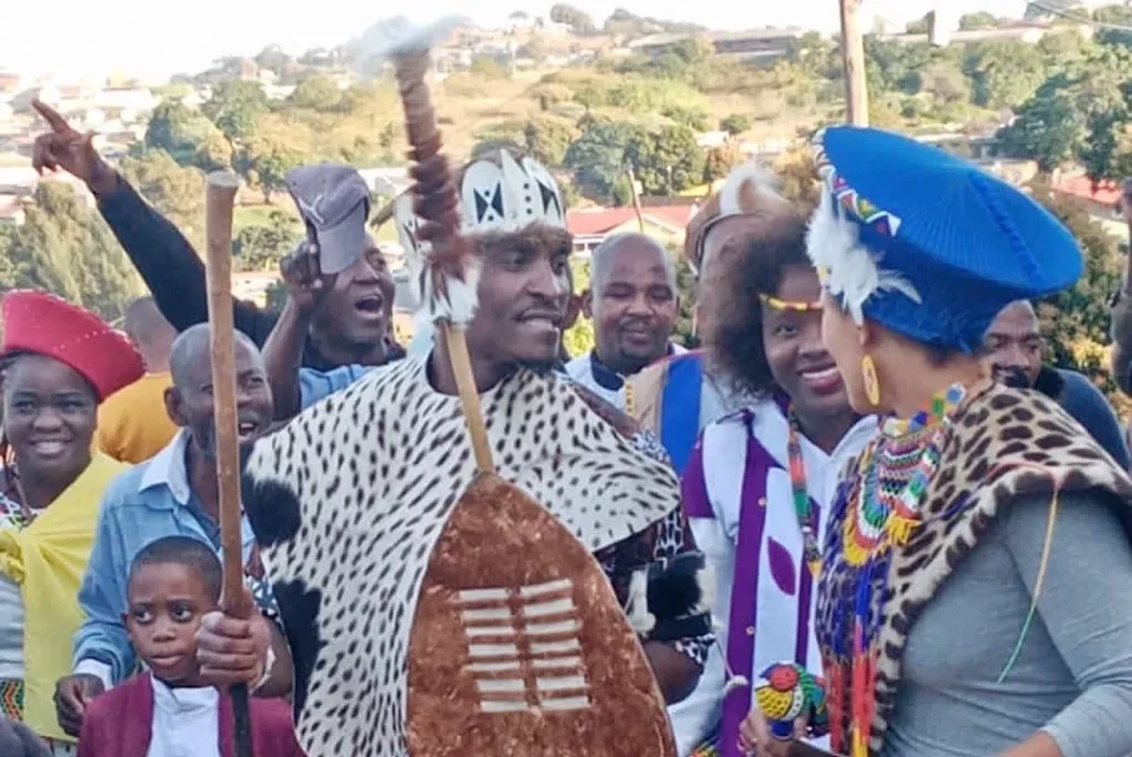 Zulu traditional attire - the isicholo, or circular-shaped hat, which married women wear.