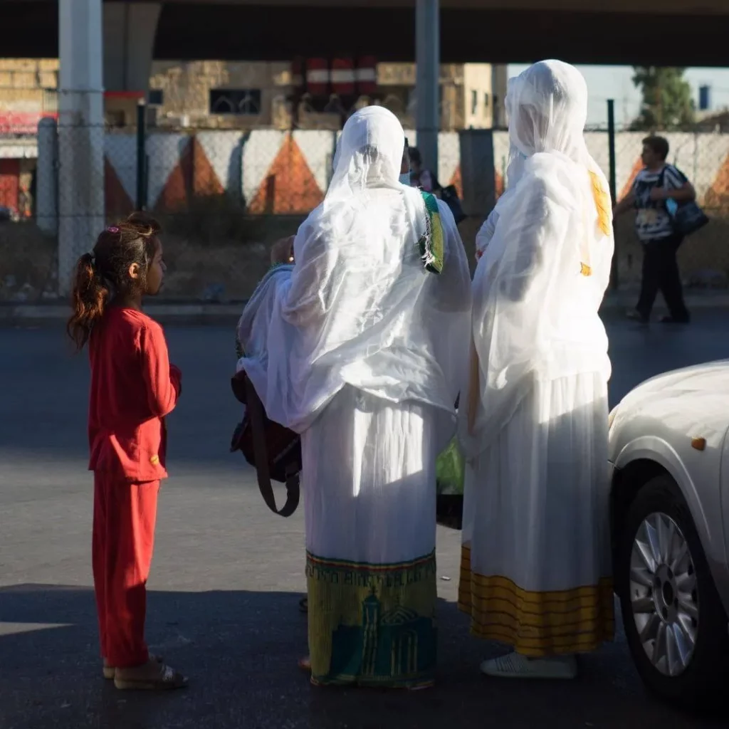 
worshippers celebrating Fasika 