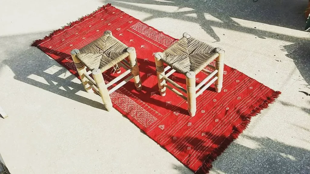 A Cochineal Red Bakhnoug, Berber Wedding Shawl - South Tunisia Circa