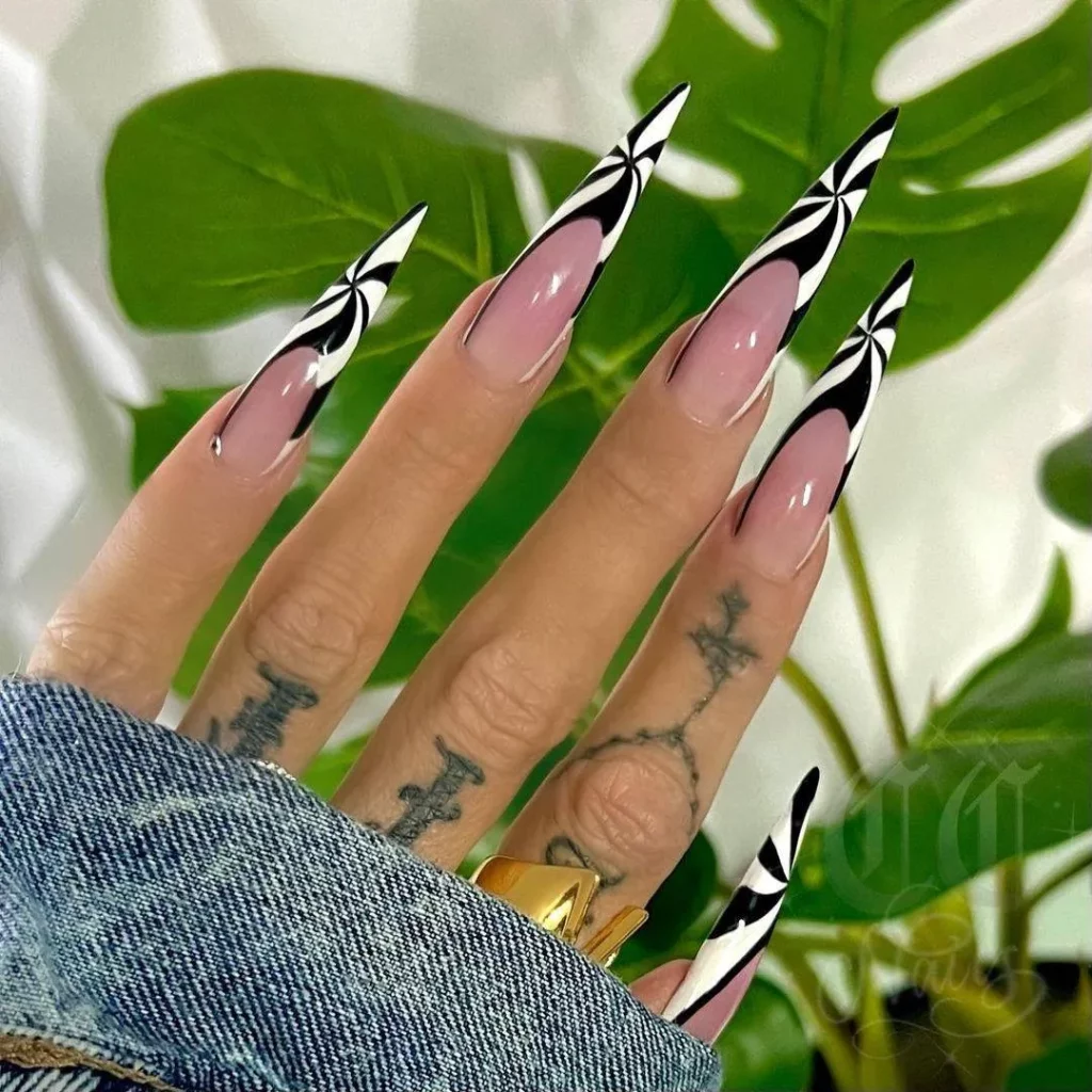 Long black nails designs
