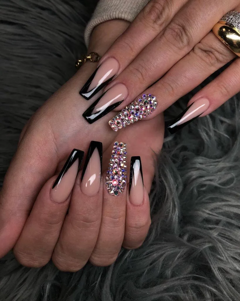 Black Nail Designs almond