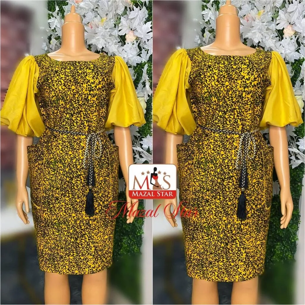 Yellow Ankara short gown