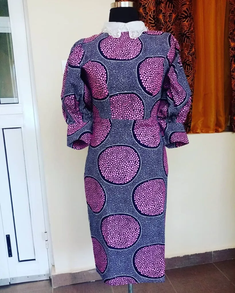 ankara short gown with collar