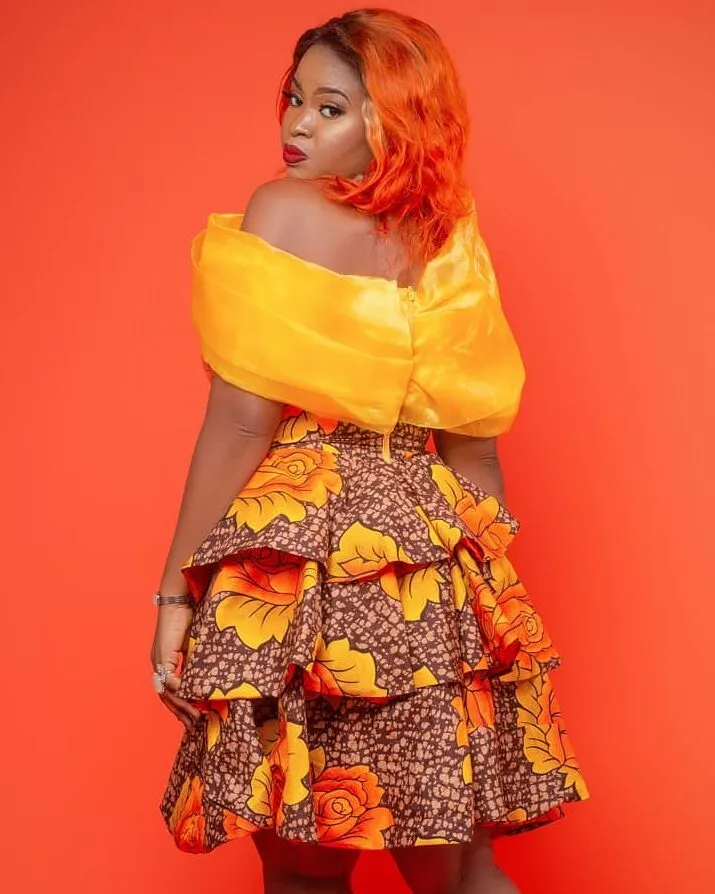 Yellow and orange Ankara dress