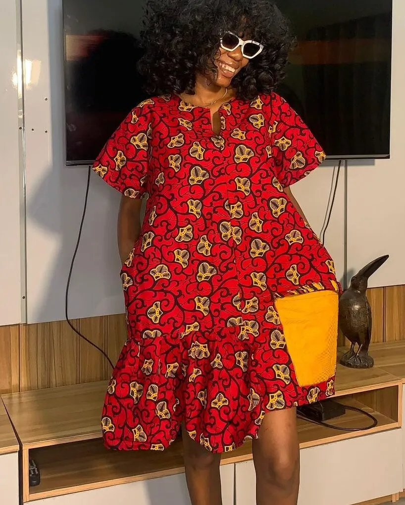 Red and yellow Ankara dress 