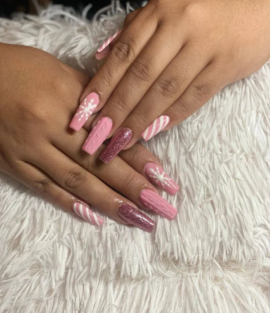 gel nail polish snowflake design