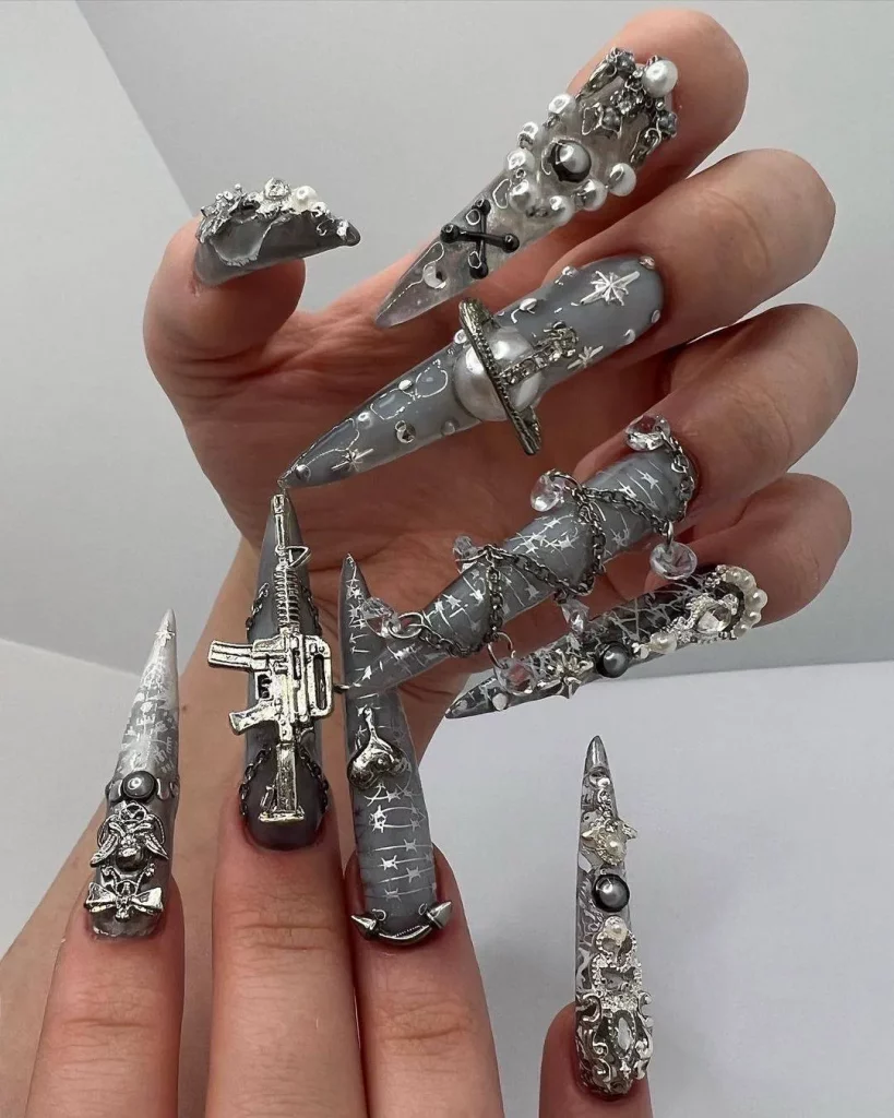 Nail Art Ideas Featuring Silver Details