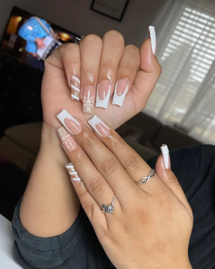 ombre nail art with stripes