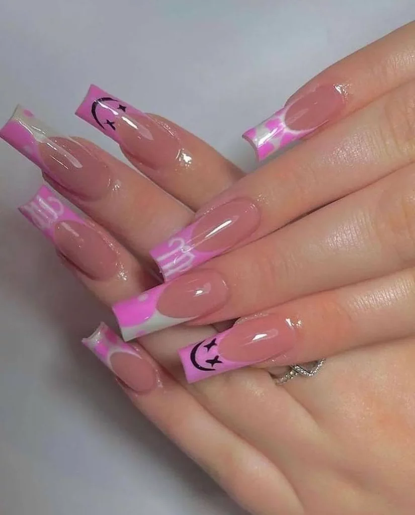 ombre nail design with animal print
