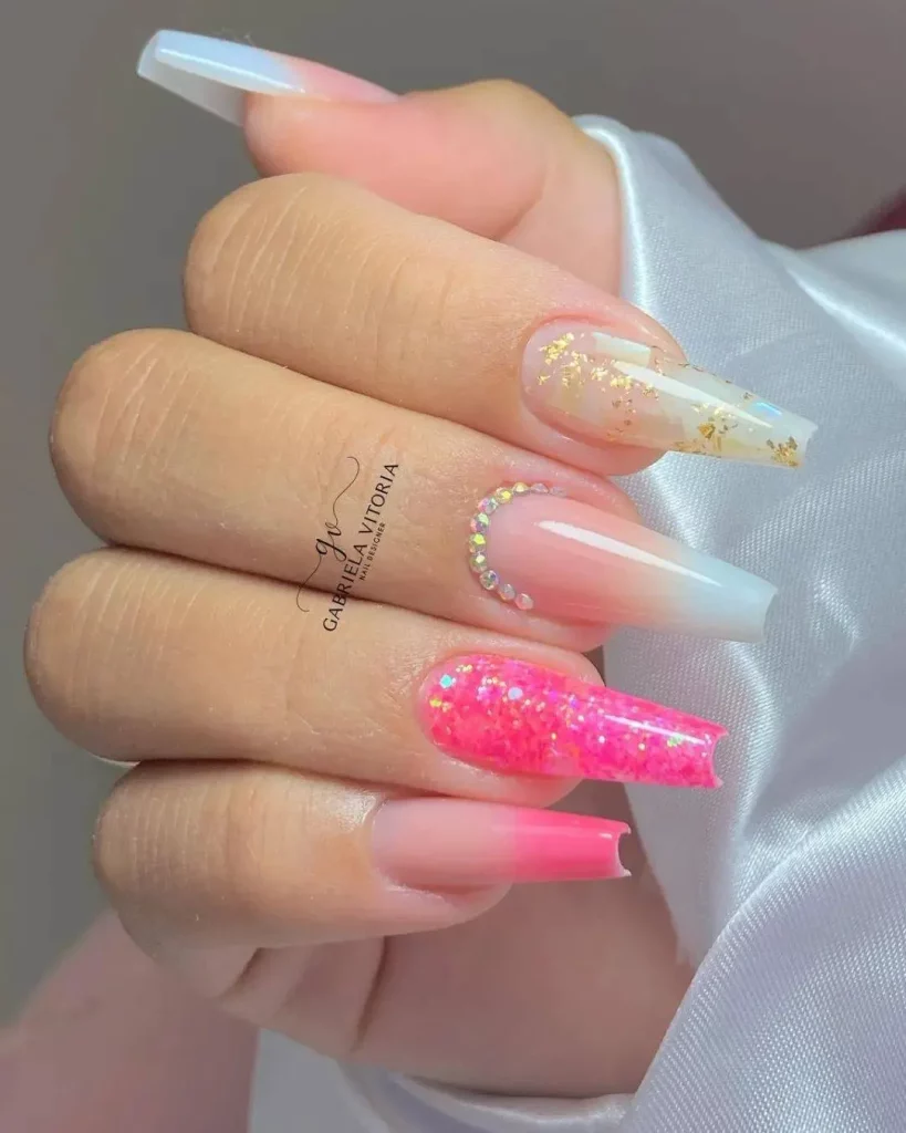 multicolor ombre nails