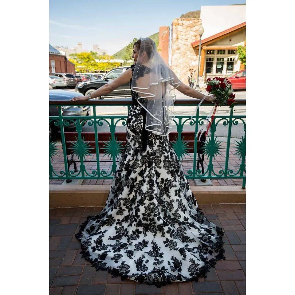 black lace backless gown
