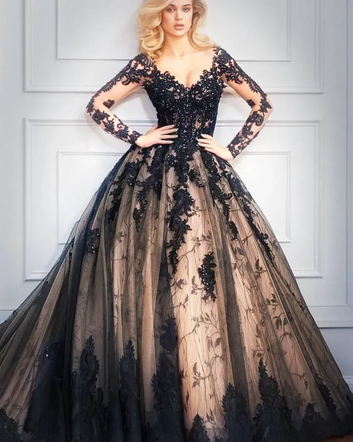 black lace fit and flare dress