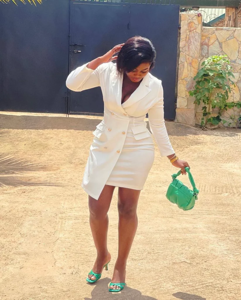 Green and White Blazer Dress