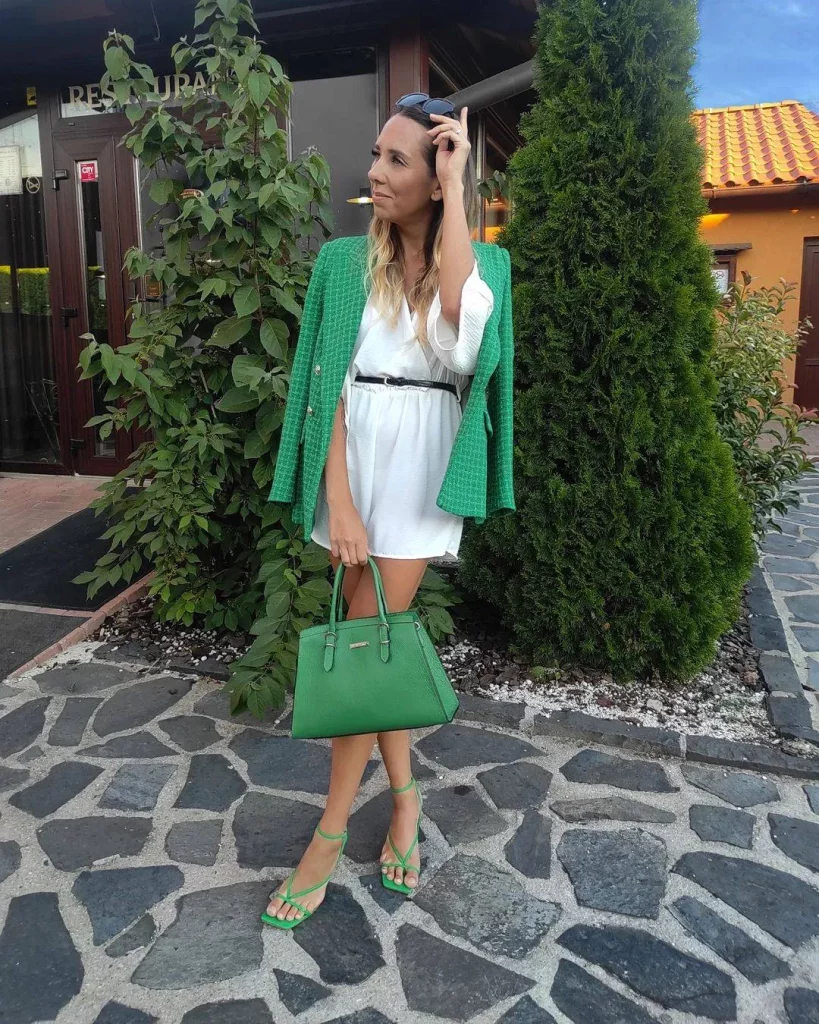 Green and White Office clothes