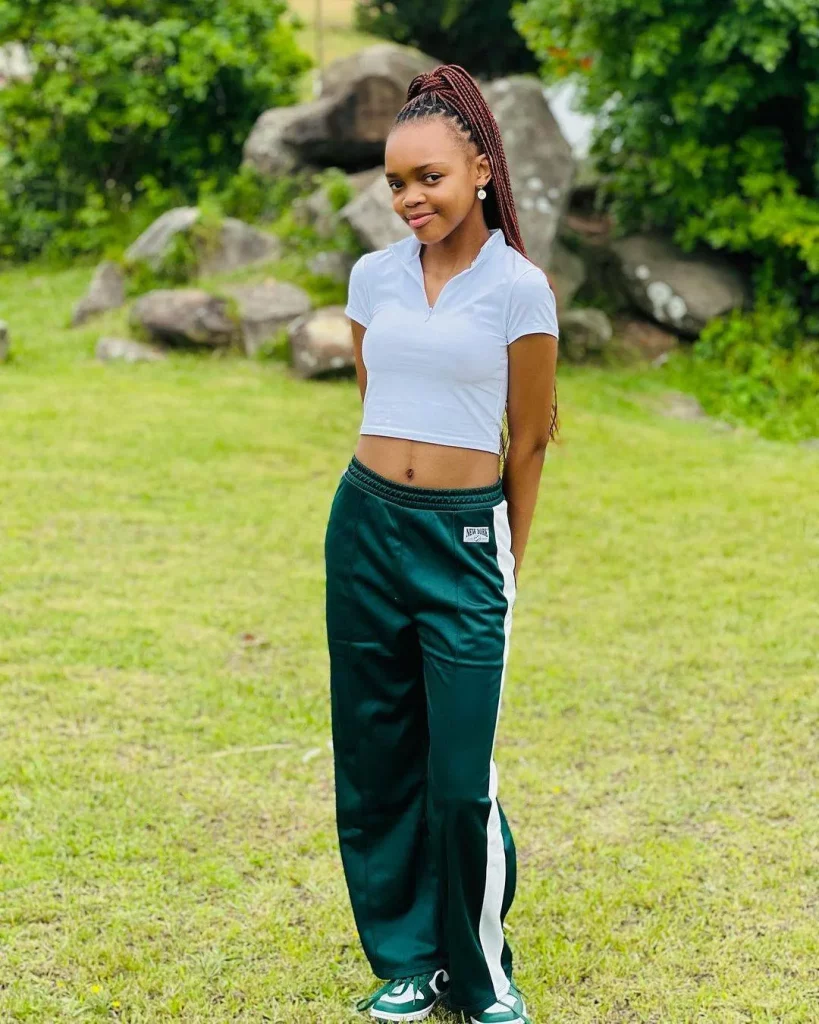 Green and white workout clothes
