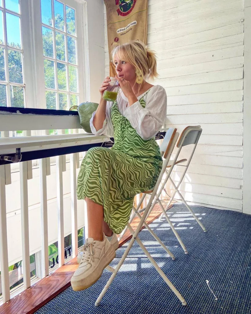 Green and white summer outfits