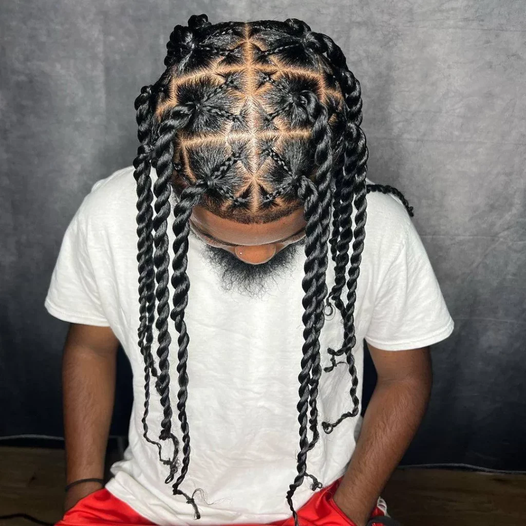 Men's Zig Zag Braids with Side Part