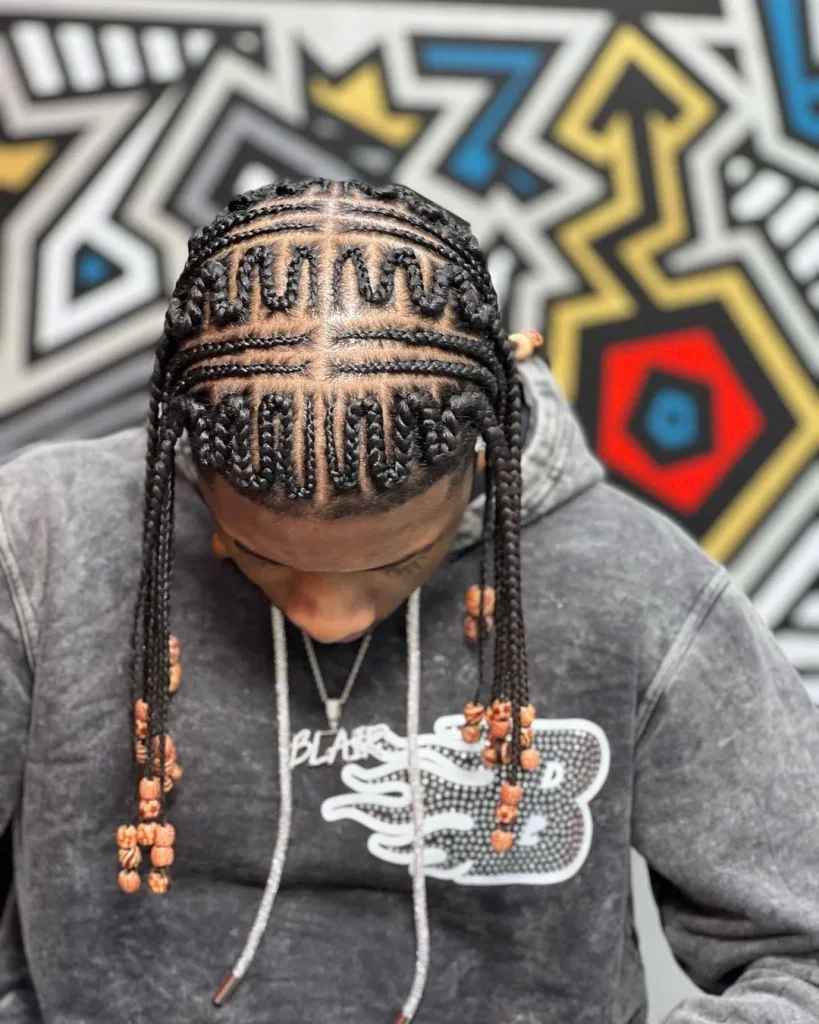 Men's Ghana Braids with Tapered Haircut