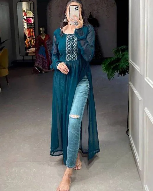Nyracut kurta set
Nyra Cut frock design