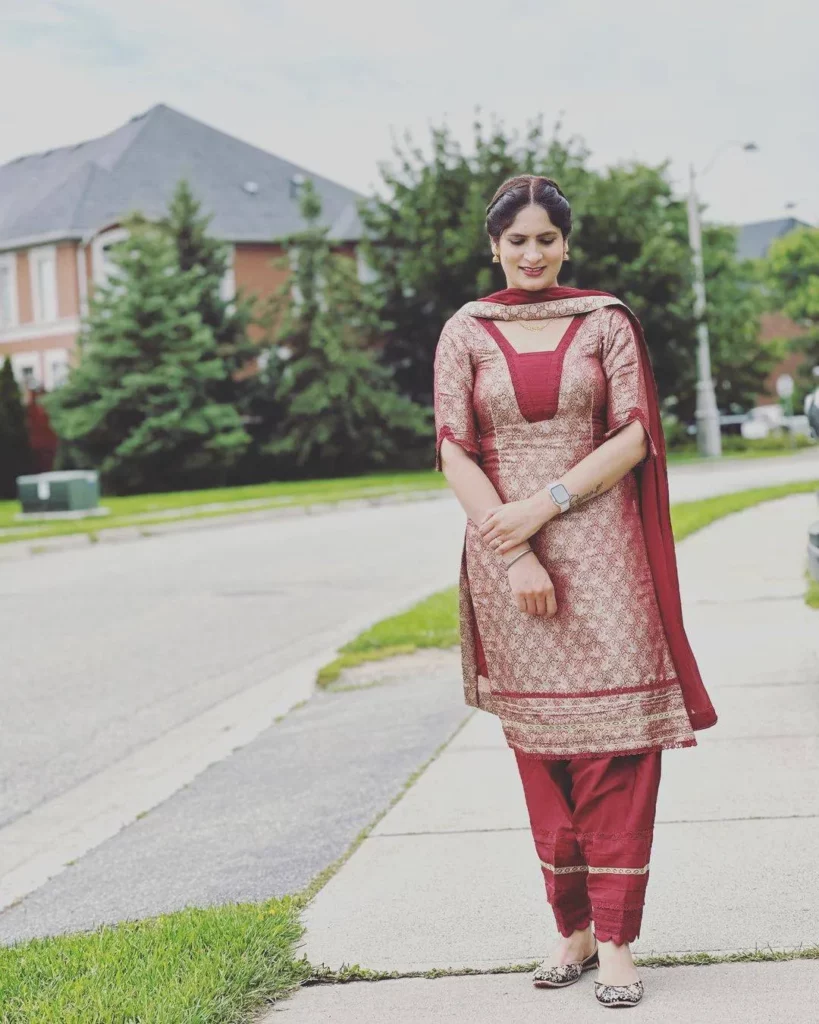 red patiala suit