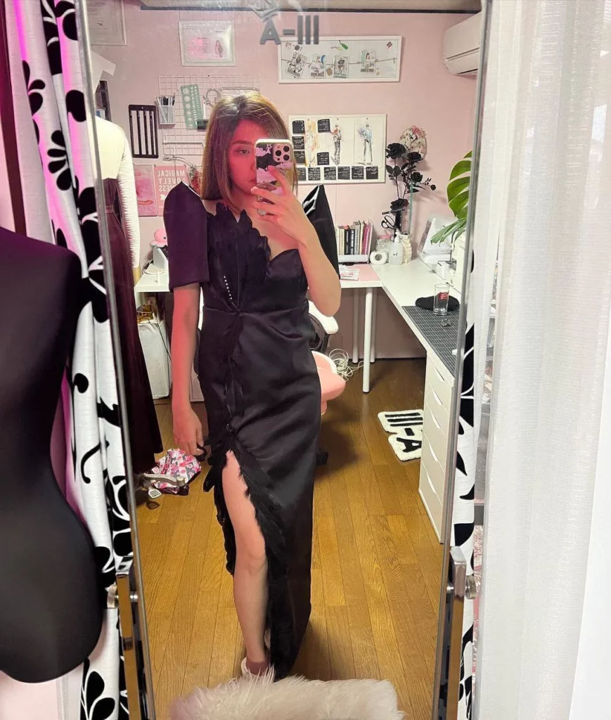 black filipiniana dress