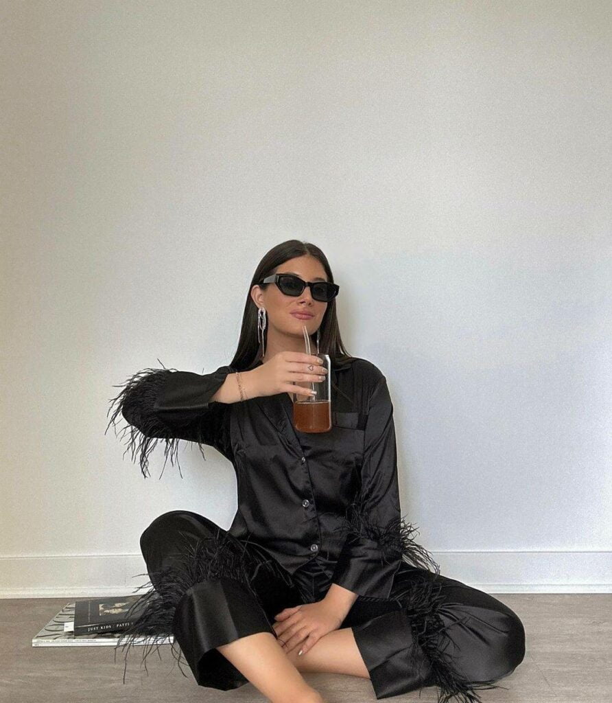 black satin pyjamas