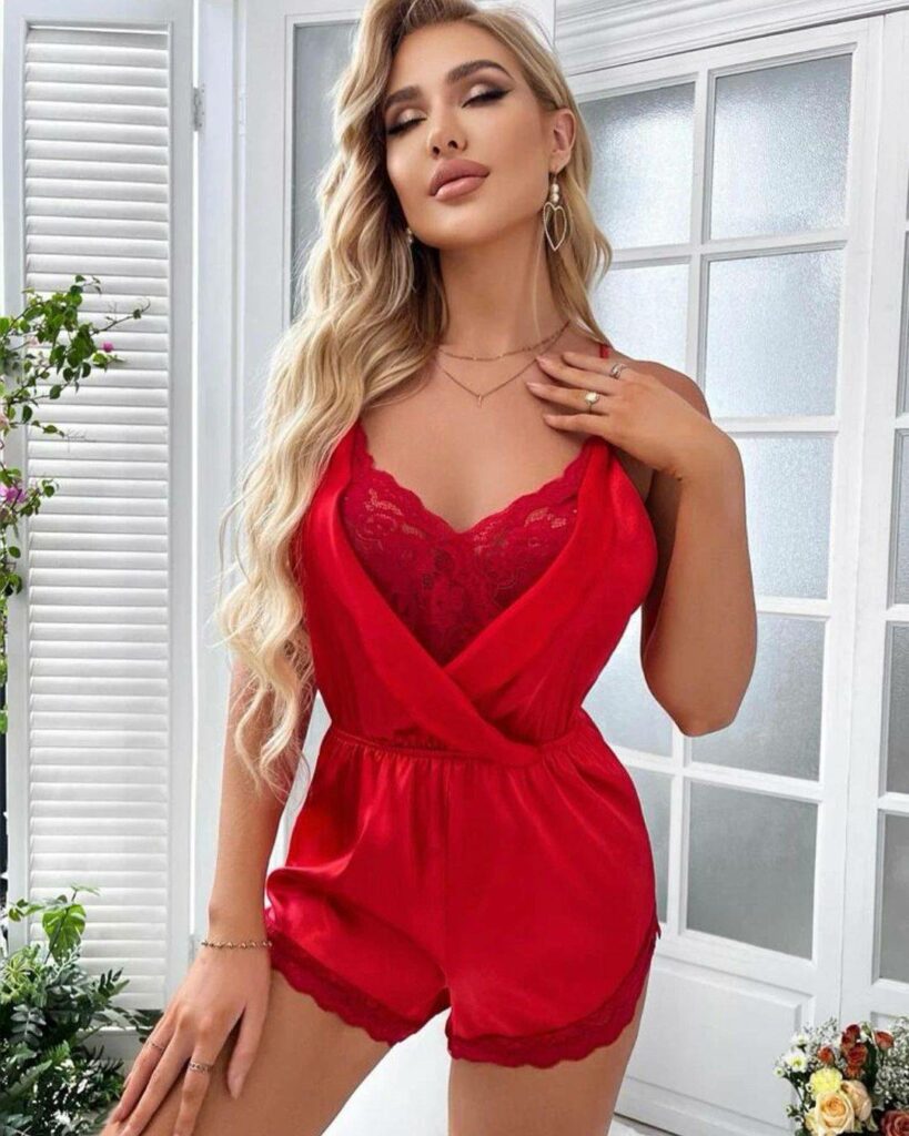 red satin pyjamas