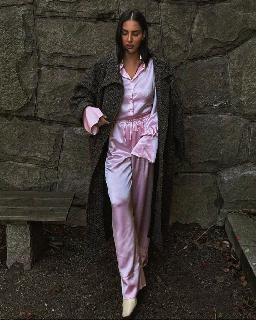pink satin pyjamas