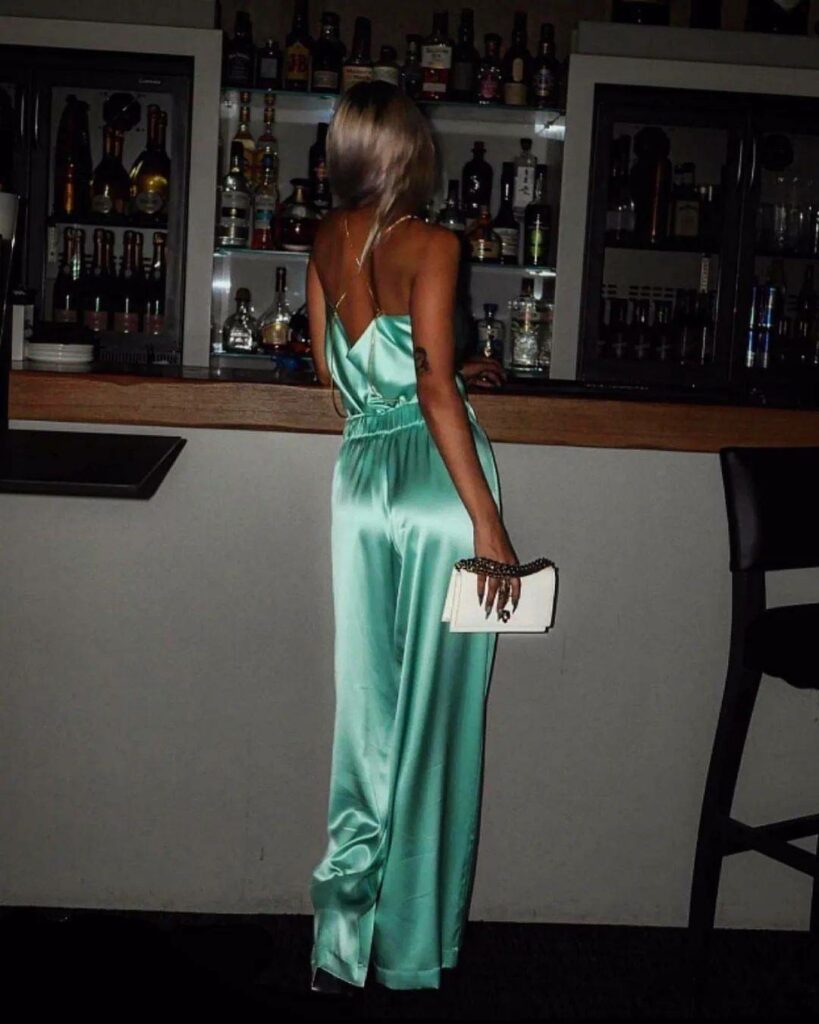 Satin jumpsuit for women