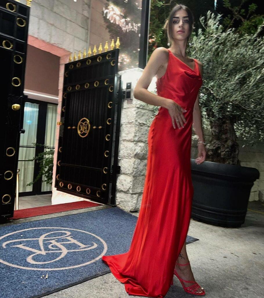 red satin dress for women
