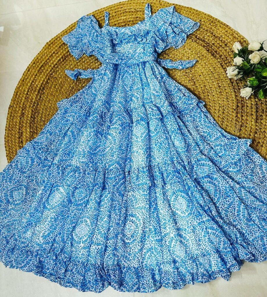 Chiffon cold shoulder dresses for ladies