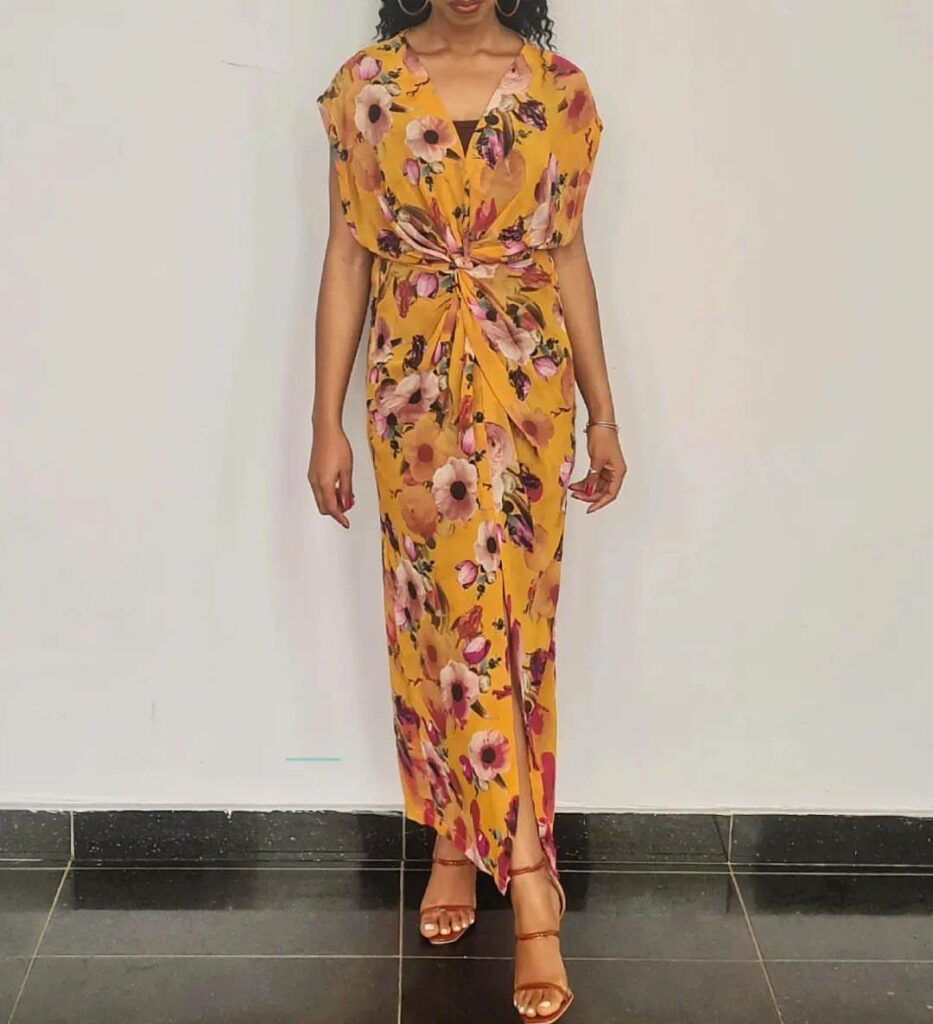 Chiffon flutter sleeve dresses for women